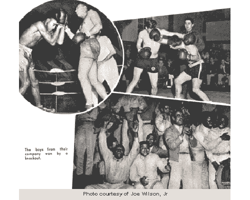 Boxing matches at Camp Claiborne  -- upper left: heavyweight champ Joe Louis